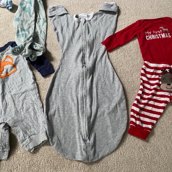 13 Piece Baby Boy Bundle  Sleepers  , Swaddle and First Christmas ! - Picture 7 of 10